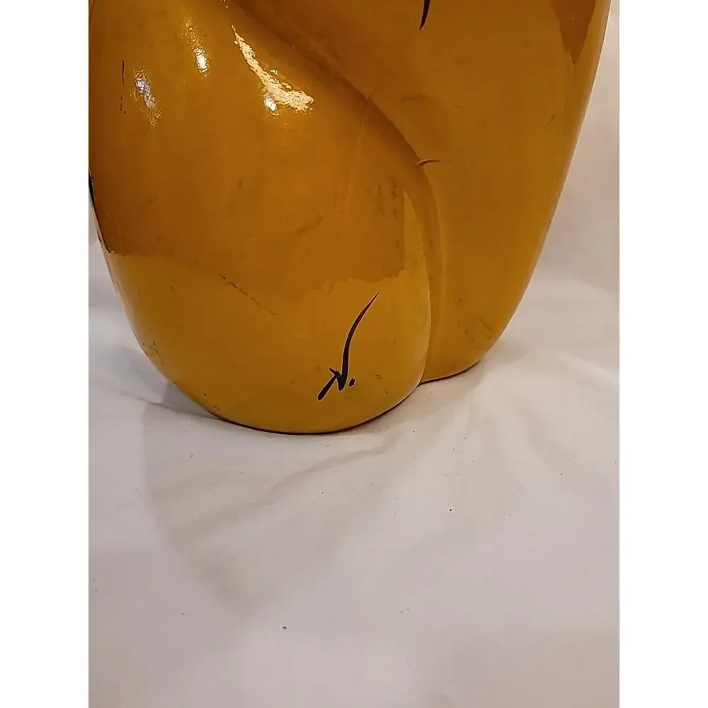 Joan Miro Style Art Deco Vintage Large Hand Painted Abstract Bulbous Glass Vase